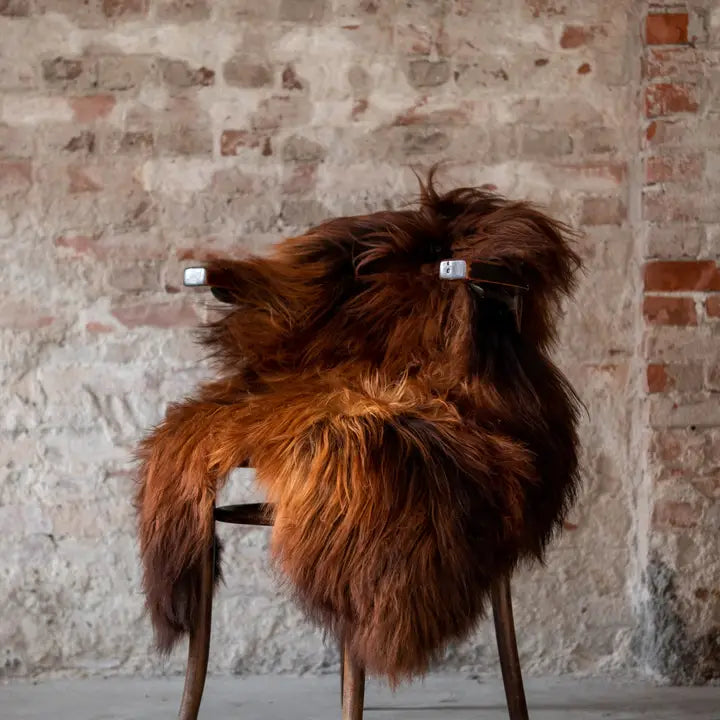 🐑VAN BUREN, ISLÄNDISCHES SCHAFFELL GEFLAMMT BRAUN