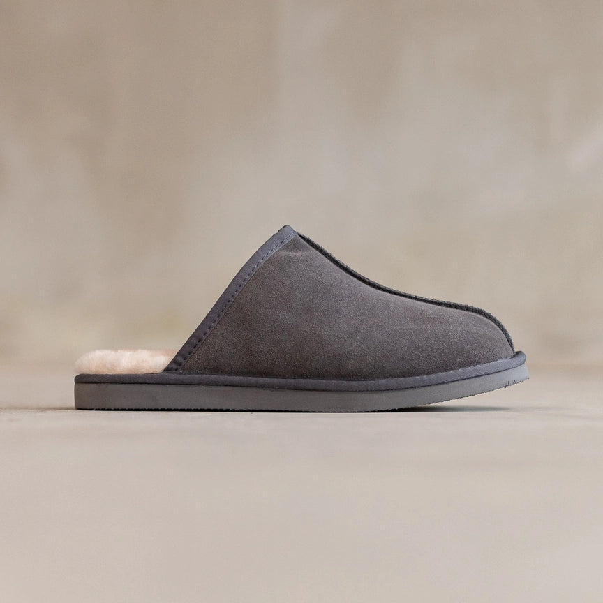 Lammfell Herren Hausschuhe Jaki ,Grau-Blau