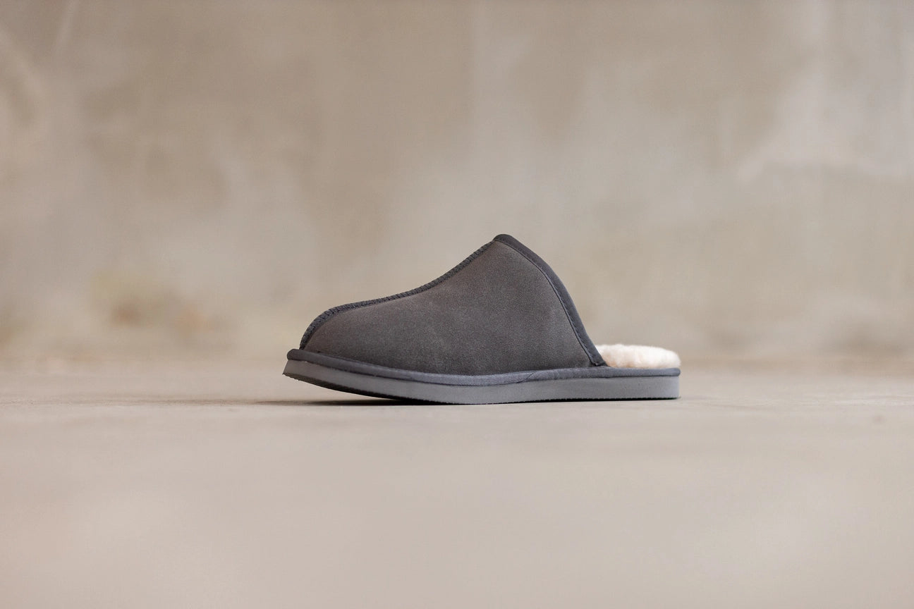 Lammfell Herren Hausschuhe Jaki ,Grau-Blau