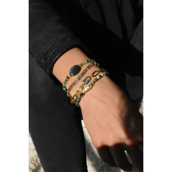 GINANDGER, ARMREIF MAELIS - LABRADORIT & GOLD