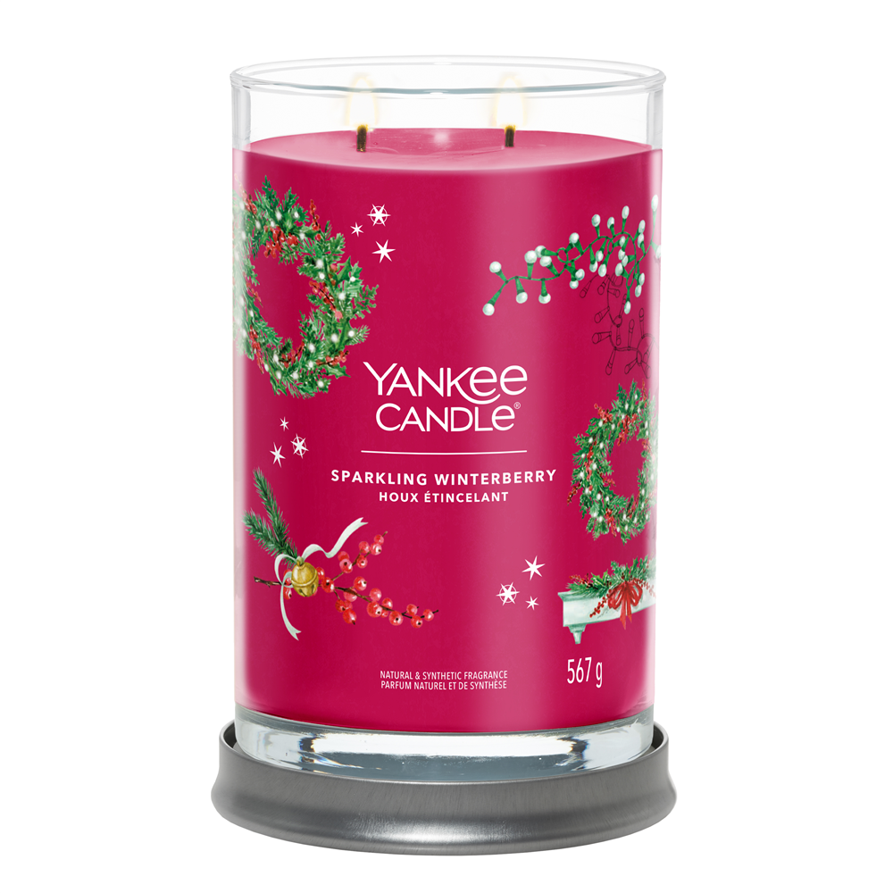 🕯️YANKEE CANDLE SIGNATURE, SPARKLING WINTERBERRY, LARGE TUMBLER