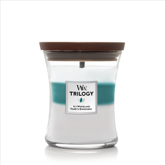 WOODWICK  Icy Woodland Trilogy Medium Jar (knisternd)