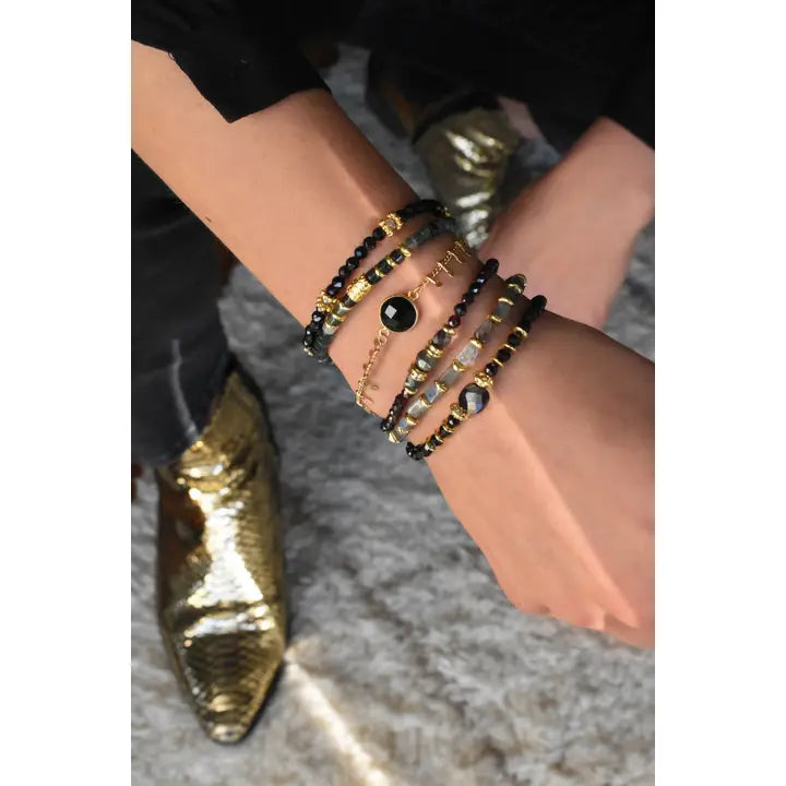 🖤GINANDGER, ARMBAND AUS SCHWARZEM TUMALIN & LABRADORIT