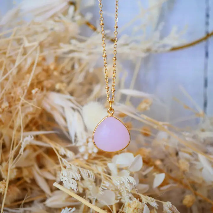 💗 GINANDGER, COLLIER JUSTINE – QUARZ ROSÉ (ROSENQUARZ)