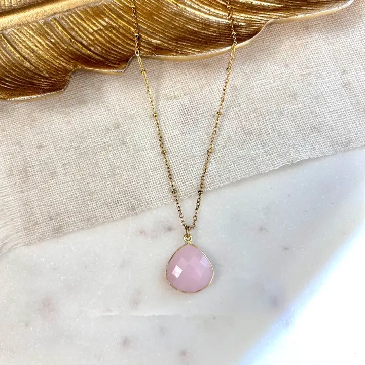 💗 GINANDGER, COLLIER JUSTINE – QUARZ ROSÉ (ROSENQUARZ)