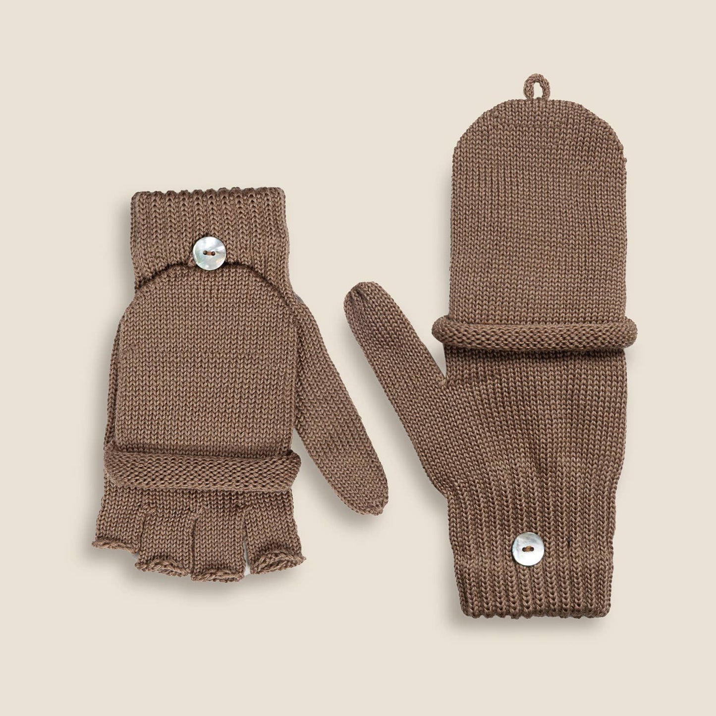 Merinowolle Damenhandschuhe - DAISY mit einer Perlenknopf