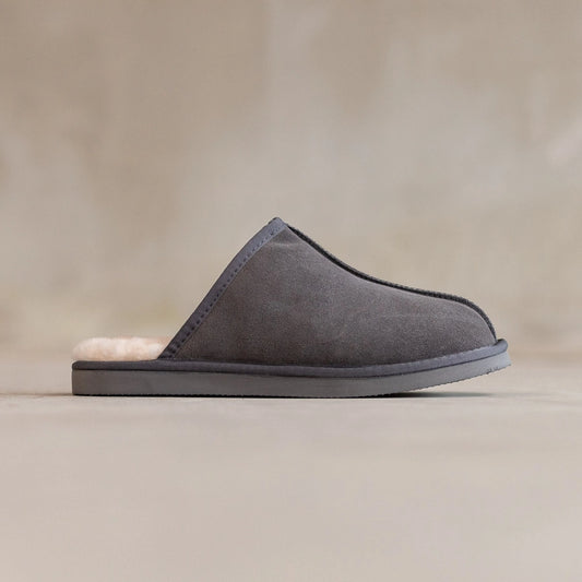 Lammfell Herren Hausschuhe Jaki ,Grau-Blau