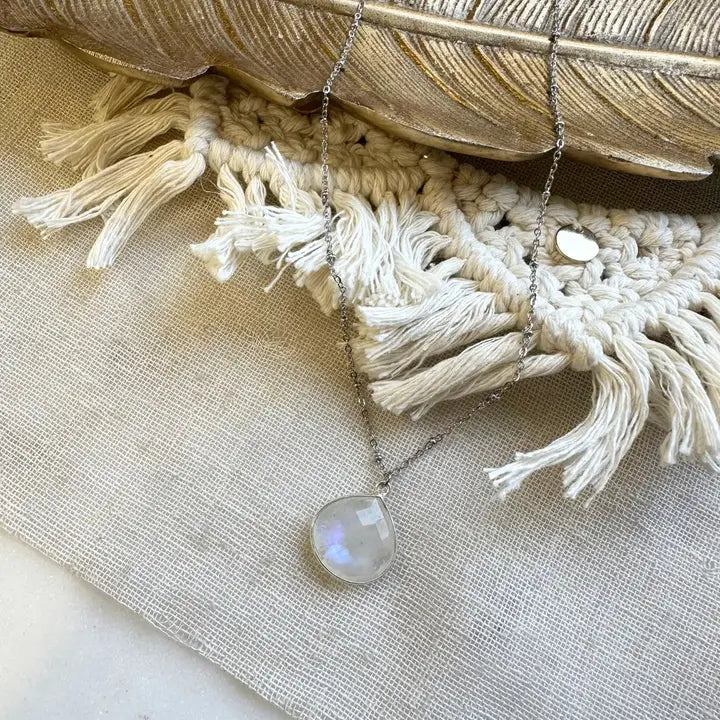 🌙GINANDGER, COLLIER JUSTINE – MONDSTEIN (SILBERFARBEN)