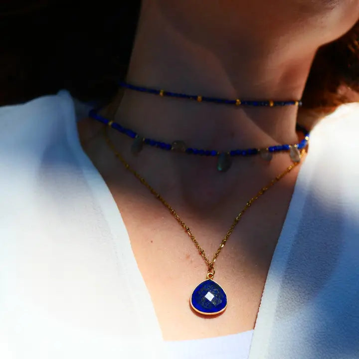 🔵GINANDGER, COLLIER JUSTINE LAPISLAZULI