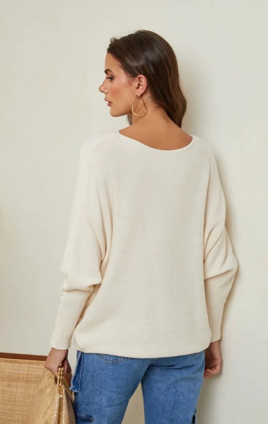 LÉA & LUC, DAMENPULLOVER MIT FLEDERMAUSÄRMELN, DIVERSE FARBEN!