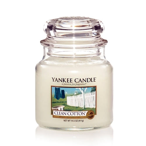 YANKEE CANDLE, Duftkerze Clean Cotton, medium Jar (411g)